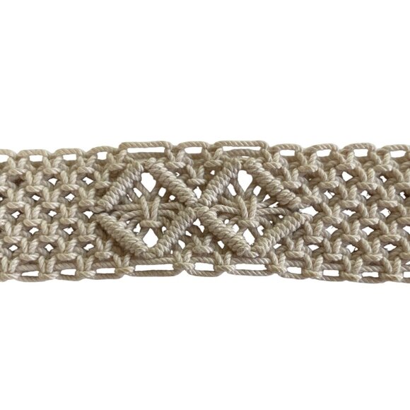 Vintage Handcrafted Macrame Adjustable Belt with Carved Buckle Whale Theme Sz M - Picture 4 of 9